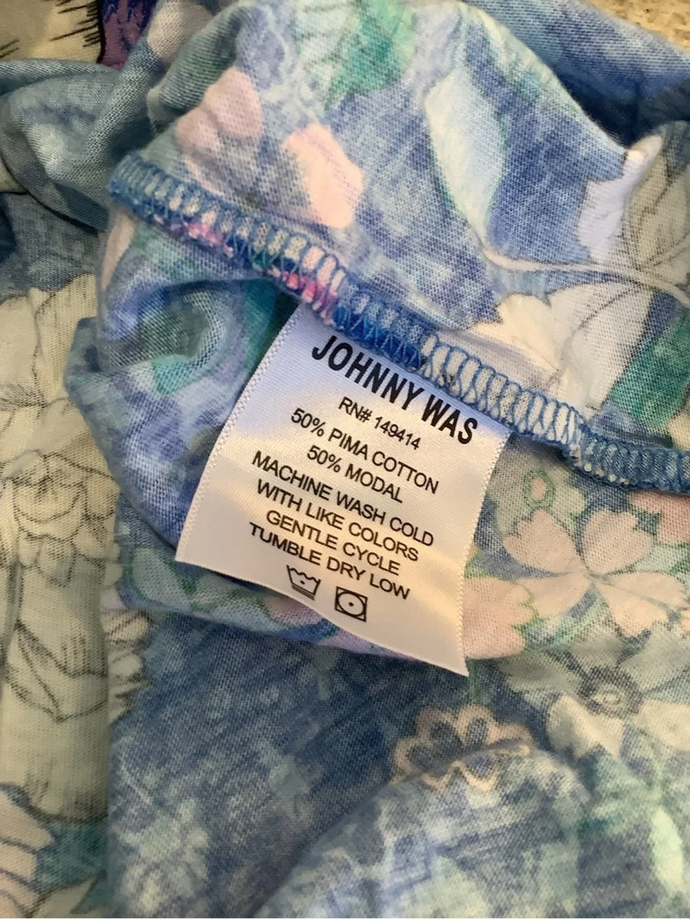 Johnny Was Blue Floral Pajama Set